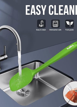 Walfos Silicone Spatula -600°F Heat Resistant Kitchen Scraper Spatulas, Strong Steel Core and One-Pieces Design, for Cooking Mixing Baking - BPA Free and Dishwasher Safe, Multicolor set of 5