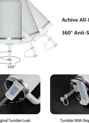 Silicone Spill Stopper Set Compatible with Stanley Cup 2.0 30oz & 40oz with Straw Cover (Set of 2, Fog)