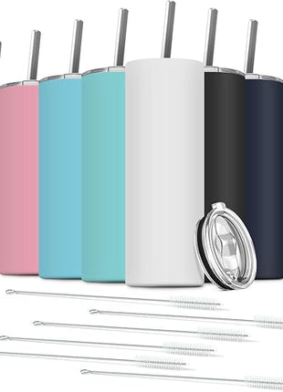 Tumbler with Straw and Lid, Insulated Coffee Travel Mug Tumbler 20 oz Stainless Steel Double Wall Reusable for Iced Drink, Women and Men Gift, Home Office, Outdoor