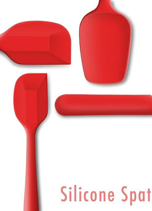 4 Piece Silicone Spatula Set, Flexible Heat Resistant Non-scratch Baking Cooking Rubber Spatulas with Stainless Steel Core, Red