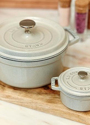Staub Cast Iron 2.75-qt Round Cocotte - White Truffle, Made in France