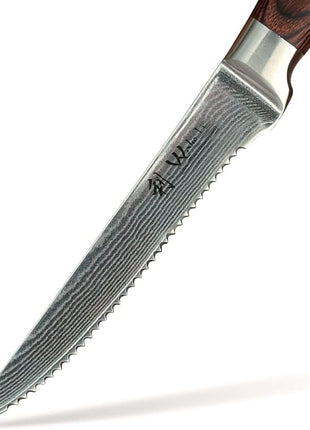 Wakoli EDIB 4-Piece Damascus Steak Knife Set – Professional Dining Kitchen Knives with VG10 Core Blades, 67-Layer Damascus Steel & Ergonomic Pakkawood Handles – Premium Steak Cutlery in Gift Box