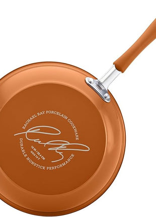 Rachael Ray Cucina Nonstick Cookware Pots and Pans Set, 12 Piece, Pumpkin Orange