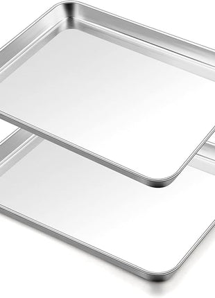 TeamFar Baking Sheet, 17.6’’ x 13’’ x 1’’ Stainless Steel Large Cookie Sheet Half Baking Pans, Non-toxic & Healthy, Easy Clean & Dishwasher Safe, Heavy Duty & Sturdy- Set of 2