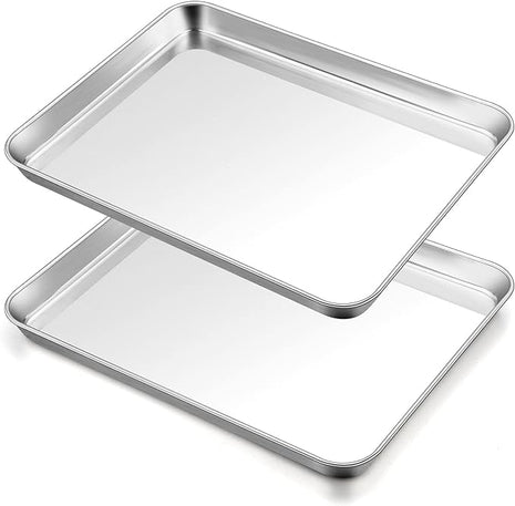 TeamFar Baking Sheet, 17.6’’ x 13’’ x 1’’ Stainless Steel Large Cookie Sheet Half Baking Pans, Non-toxic & Healthy, Easy Clean & Dishwasher Safe, Heavy Duty & Sturdy- Set of 2