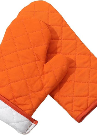 Oven Mitts and Pot Holders 4 pcs Set,High Heat Resistant 500 Degree Extra Thicken Long Kitchen Cotton Oven Glove for Cooking (12 Inch,Orange)…