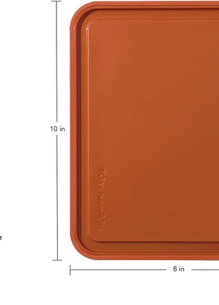 KitchenAid Classic Plastic Cutting Board with Perimeter Trench and Non Slip Edges, Dishwasher Safe, 8 x 10 inch, Scorched Orange