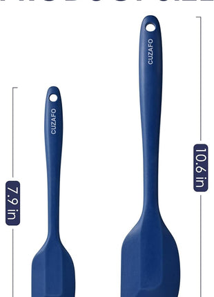 Heat Resistant 600℉ Silicone Spatula, Turner Mixing Spatulas set BPA Free Dishwasher Safe for Nonstick Cookware, Classic Blue