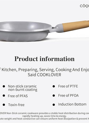COOKLOVER Nonstick Frying Pan 100% PFOA Free Cookware Induction Skillet Stir Fry Pan (Gray, 7.9 inch)