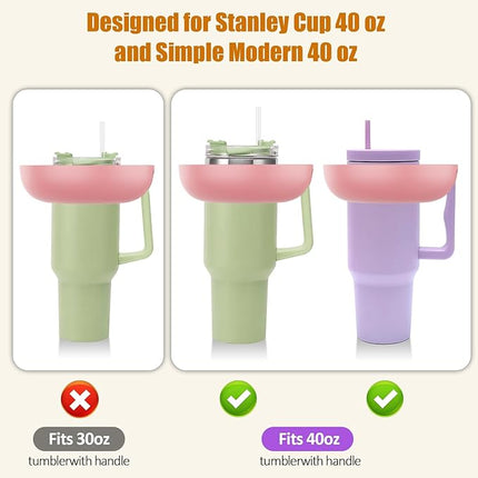Snack Bowl for Stanley Cup 40 oz with Handle-Perfectly Compatible with Stanley Quencher H2.0 Tumbler 40 oz with Handle, Reusable Silicone Snack Tray, Stanley cup accessories (Pink Snack Bowl)