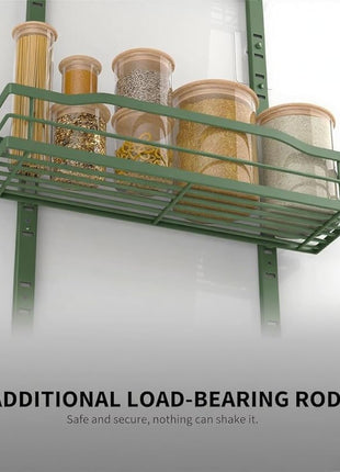 Moforoco Sage Green 9-Tier Over The Door Pantry Organizer, Pantry Organization and Storage, Black Hanging Basket Wall Spice Rack Seasoning Shelves