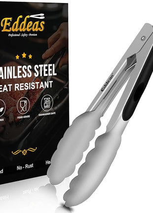 Small Tongs For Cooking, Mini 7 inch Kitchen Tongs -Heat Resistant 600 Degrees Stainless Steel and Non-Slip handle - Perfect for Cooking, Salad, Pasta, Steaks, Vegetables,Dishwasher safe
