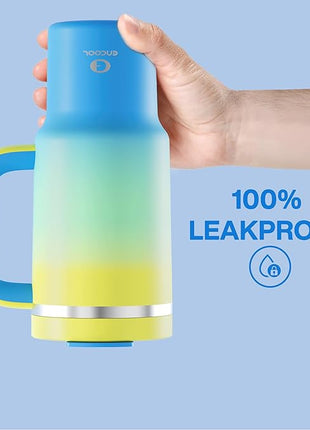 32 oz Tumbler with Handle and Straw: Stainless Steel Insulated Tumbler Keeps Cold for 24 Hours, Leakproof Travel Cup Fits in Cup Holder and BPA-Free, Soft Lagoon