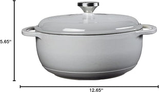Lodge 4.5 Quart Enameled Cast Iron Dutch Oven with Lid – Dual Handles – Oven Safe up to 500° F or on Stovetop - Use to Marinate, Cook, Bake, Refrigerate and Serve – Gray