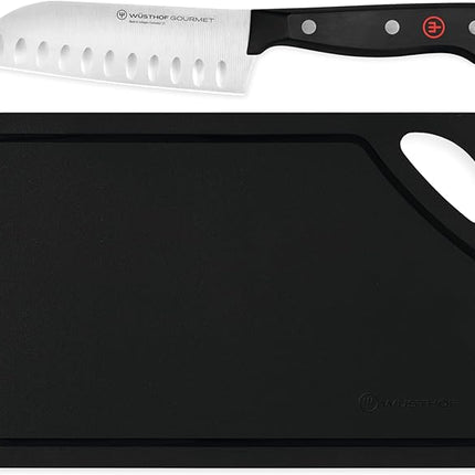 WÜSTHOF Gourmet 5" Santoku & 10" Black Cutting Mat Set