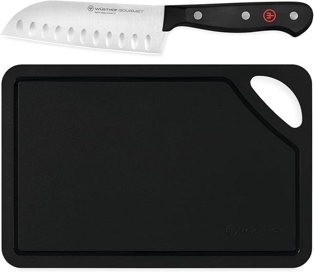 WÜSTHOF Gourmet 5" Santoku & 10" Black Cutting Mat Set