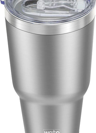 WETOWETO 30oz Tumbler, Stainless Steel Vacuum Insulated Water Coffee Tumbler Cup, Double Wall Powder Coated Spill-Proof Travel Mug Thermal Cup for Home Outdoor (Stainless, 1 Pack)
