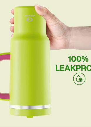 ENCOOL 40 oz Tumbler with Handle and Straw: Stainless Steel Insulated Tumbler Keeps Cold for 24 Hours, Leakproof Travel Cup Fits in Cup Holder and BPA-Free,Acid Green