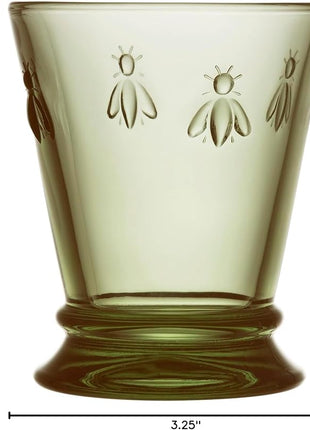 La Rochere Napoleon Bee Olive Green Tumbler Set of 6 – La Rochere Bee Glassware Sets – Fancy Glassware Drinking Glasses (10 oz)