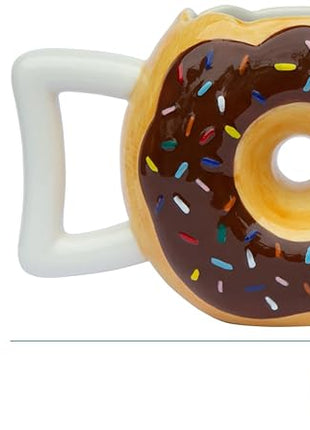 Ceramic Donut Cup – Chocolate Glaze with Sprinkles – Funny “MMM... Donuts!” Quote – Best Cup for Coffee, Tea & More – Large 14 oz – Brown
