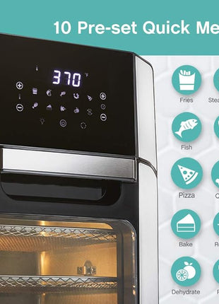 West Bend AFWB12BK13 Electric Air Fryer Oven, Countertop Air Fryer Rotisserie Combo with 10 Digital Quick Menu Presets, 1700 W, 12.6 Qt, Black