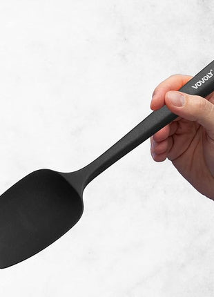 Silicone Spatula Set, High Heat Resistan Rubber Spoon Spatula, Non-Stick Spoonula with Seamless One Piece Design, Flexible Scrapers Baking Mixing Tool,3 Pack, Black