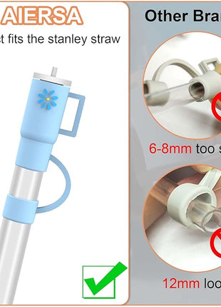 AIERSA 5Pcs Silicone Straw Cover Cap Compatible with 30&40 Oz Tumblers, Straw Tip Covers for Cups Accessories