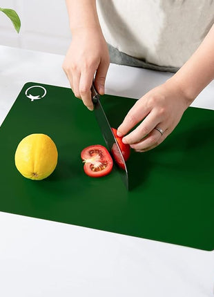 WK Plastic Flexible Cutting Boards for Kitchen Set of 4, Colored Cutting Board Mats with Food Icons, Non-Slip Cutting Mats, BPA Free, Dishwasher Safe