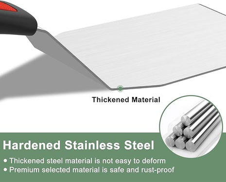 Beijiyi Stainless Steel Spatula Set, 4 Pack Small Metal Turner Spatulas for Kitchen Use, Cooking Utensils with Silicone Handle, Flipper Spatula for Fish, Egg, Smash Burger and Cookie Serving