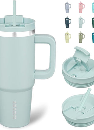 BJPKPK 30 oz Tumbler With Handle Insulated Tumblers With Lid And Straw Stainless Steel Thermal Cup,Blue Haze