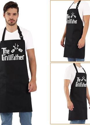 Grill Aprons for Men Dad - The Grill father Apron - Funny Chef Cooking Grilling BBQ Apron with 2 Pockets - Birthday Fathers Day Christmas Gifts for Dad