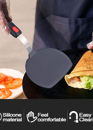 Tenta tenta kitchen Silicone Turner Wide Pancake Spatula Pizza Peel Kitchen Utensil Nonstick Cookware Safe Kitchen Flipper for Griddle Cooking and Baking- 600°F Heat-Resistant Rubber Egg Spatulas.