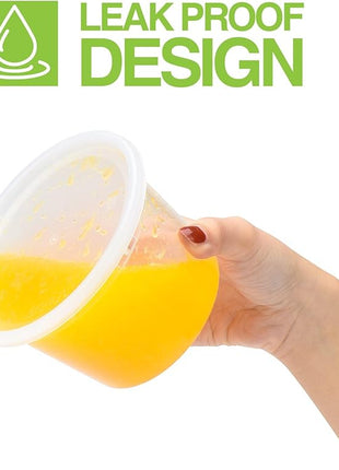 Glotoch Express 16oz Plastic Food Containers with Lids, Airtight and Leakproof Deli Cups, BPA-Free, Microwave/Freezer/Dishwasher Safe, 240 Pack