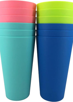 32-ounce Plastic Tumblers Reusable Dishwasher Safe BPA Free Set of 12 Multicolor Large Drinking Cups