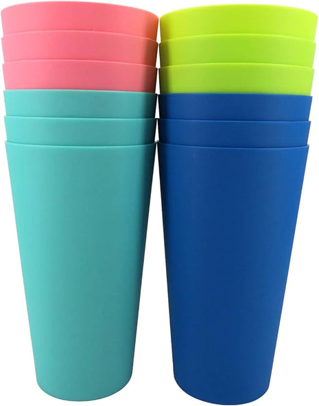 32-ounce Plastic Tumblers Reusable Dishwasher Safe BPA Free Set of 12 Multicolor Large Drinking Cups