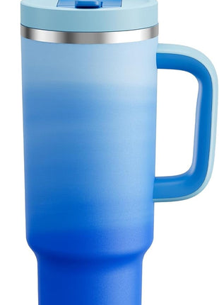 40 oz Tumbler with Handle and Straw: Stainless Steel Insulated Tumbler Keeps Cold for 24 Hours, Leakproof Travel Cup Fits in Cup Holder and BPA-Free, Sea