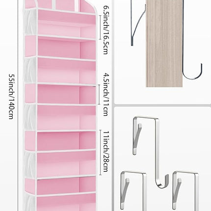 1 Pack Over The Door Storage Organizer with 5 Pockets 10 Mesh Pockets, 44 lbs Weight Capacity Door Hanging Organizers and Storage for Bedroom,Bathroom,Nursery,Kidroom,Babyroom