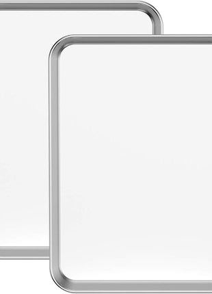 Baking Sheets Set of 2, Bastwe Stainless Steel Baking Pan Tray Cookie Sheet, Size 10 x 8 x 1 inch, Non Toxic & Healthy, Rust Free & Easy Clean