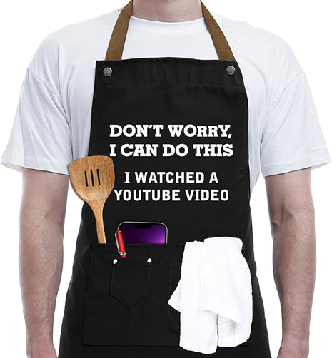 REHAVE Funny Gift for Men, Women, Dad, Anniversary, Christmas Gifts for Husband, Boyfriend, Brother, Uncle, Unique Birthday Grilling Gift, Father's Day Gifts from Daughter Son – BBQ Cooking Chef Apron