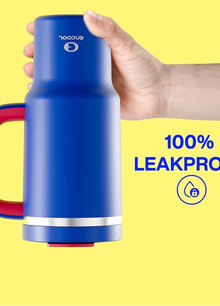 32 oz Tumbler with Handle and Straw: Stainless Steel Insulated Tumbler Keeps Cold for 24 Hours, Leakproof Travel Cup Fits in Cup Holder and BPA-Free,Beaucoup Blue