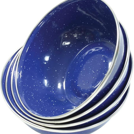 Stansport Deluxe 24-Piece Enamel Tableware Set - Enamel Plates and Bowls Lightweight and Durable Camp Dish Set for Camping and Backpacking Plates and Bowls for 4 People