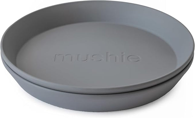 mushie Round Dinnerware Plates for Kids | Made in Denmark, Set of 2 (Smoke)