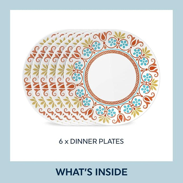 Corelle Vitrelle 10.25" Dinner Plates Set, Triple Layer Glass and Chip Resistant, Lightweight Round Plates, 6-Piece Terracotta Dreams