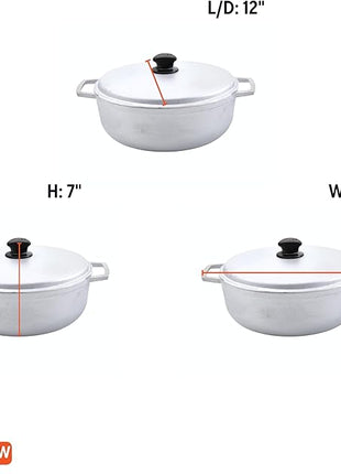 IMUSA 7.5 Quart Traditional Natural Made in Colombia Caldero with Lid for Cooking and Serving,Silver