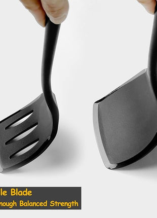 Silicone Spatula Set, 600°F Heat Resistant Silicone Spatula Turner Flipper for Cooking, Non Stick and Non Scratch Kitchen Utensils for Eggs & Pancakes, 4 Pack, Black