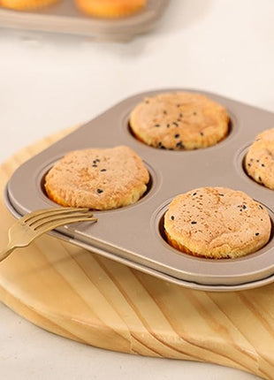Air Fryer Muffin Pan, Nonstick Cupcake Baking Pan for Counter Top Oven Small Oven, Gold, 2 Pack
