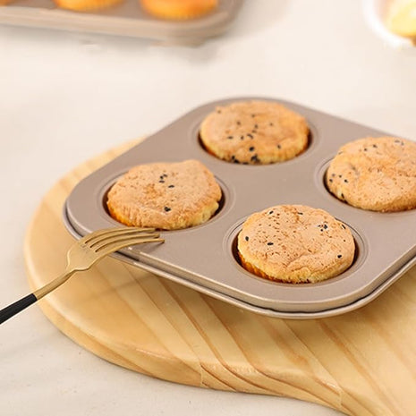 Air Fryer Muffin Pan, Nonstick Cupcake Baking Pan for Counter Top Oven Small Oven, Gold, 2 Pack