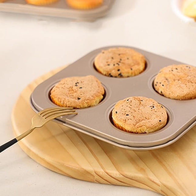 Air Fryer Muffin Pan, Nonstick Cupcake Baking Pan for Counter Top Oven Small Oven, Gold, 2 Pack