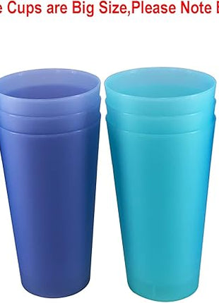 32-ounce Cups, BPA-free Plastic Tumblers Reusable Dishwasher Safe Set of 12 in 4 Assorted Colors Large Drinking Glasses