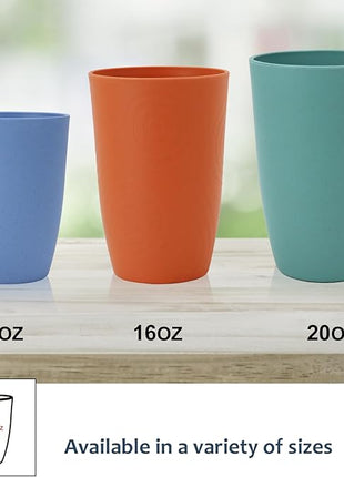 Wheat Straw Cups 6 PCS Plastic Cups Reusable Unbreakable Drinking Cup Dishwasher Safe Water Glasses with Unique Pattern (16 OZ)